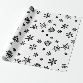 Papier cadeau pour les flocons de neige noirs et b
