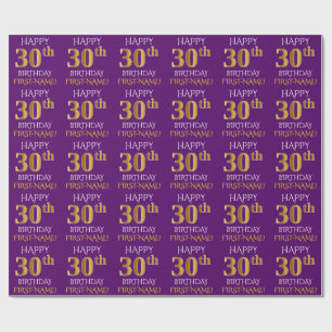Papier Cadeau Pourpre, or "JOYEUX 30ème ANNIVERSAIRE " de Faux