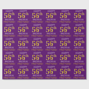 Papier Cadeau Pourpre, or "JOYEUX cinquante-sixième ANNIVERSAIR