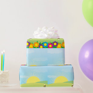 Papier Cadeau Poussière de soleil de prairie printanière avec de