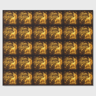 Papier Cadeau Poussière d'Étoile Dorée Anniversaire — Licorne Fa