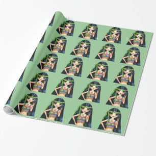 Papier Cadeau Poussin hippie de signe de paix avec les années