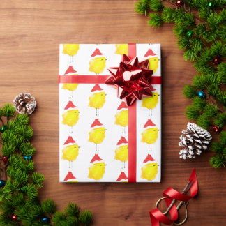 Papier Cadeau Poussin jaune aquarelle élégant