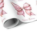 Papier Cadeau Pow rose tendance personnalisée avec le nom Monogr<br><div class="desc">Enveloppez vos cadeaux avec style avec notre papier d'enveloppement personnalisé à la poitrine rose tendance, avec un design d'arc en aquarelle charmant qui capture parfaitement l'esthétique coquette. Ce papier d'emballage est plus qu'une simple couverture pour vos cadeaux, c'est un énoncé d'élégance et de sophistication, avec un arc rose qui ajoute...</div>