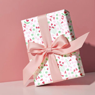 Papier Cadeau Prairie de fleurs en cœur sur fond blanc – Saint-V