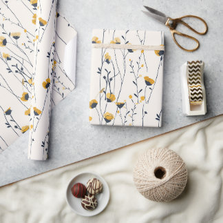 Papier Cadeau prairie de fleurs sauvages,aquarelle fleurs sauvag
