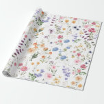 Papier Cadeau Prairie de fleurs sauvages printanières de jardin<br><div class="desc">Beau papier d'emballage bohème inspiré avec des fleurs sauvages aquarelles joyeuses dans diverses nuances de blush,  rose,  lavande,  jaune,  bleu et vert.</div>