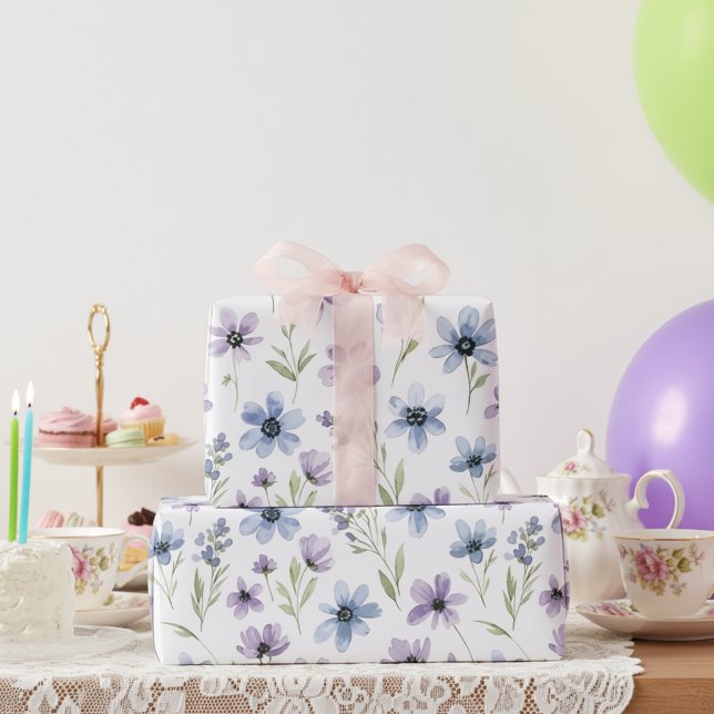 Papier Cadeau Prairie de fleurs sauvages violettes (Créateur téléchargé)