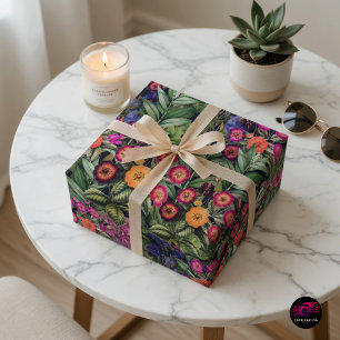 Papier Cadeau Prairie Florale Rose Île