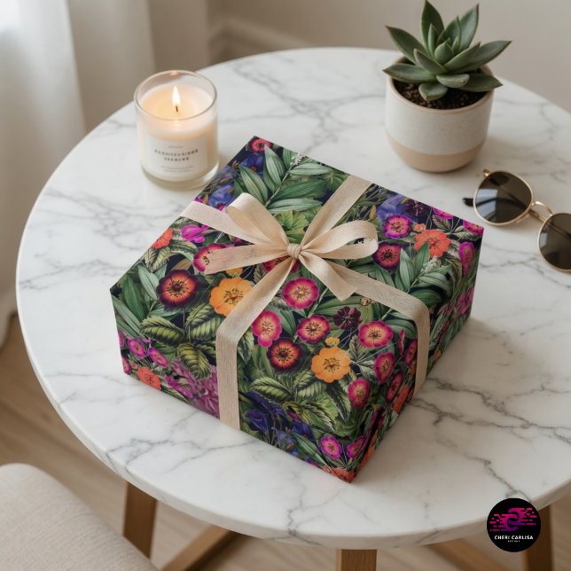 Papier Cadeau Prairie Florale Rose Île (Before they open it, they already know.)