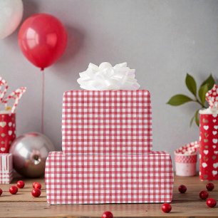 Papier Cadeau Premier anniversaire cerise gingham rouge de bébé