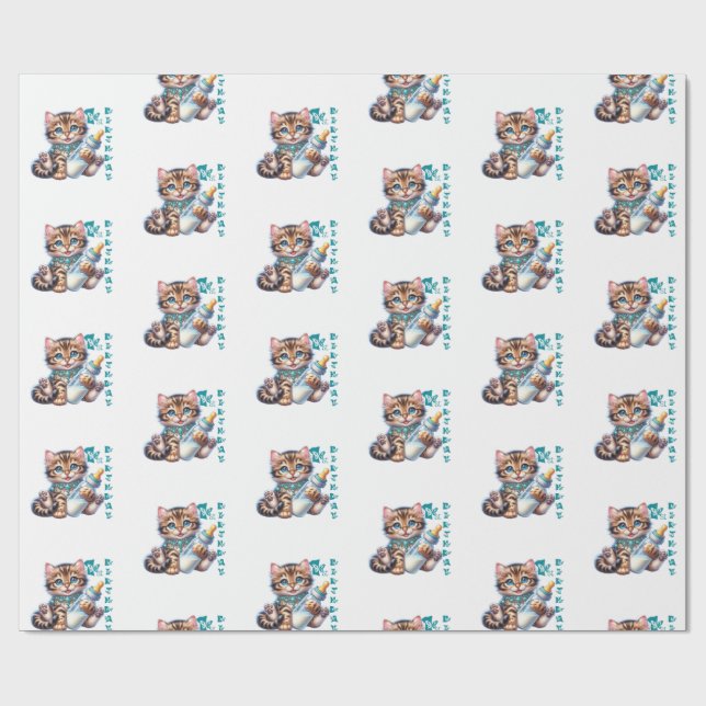 Papier Cadeau Premier anniversaire de bébé. (Plat)