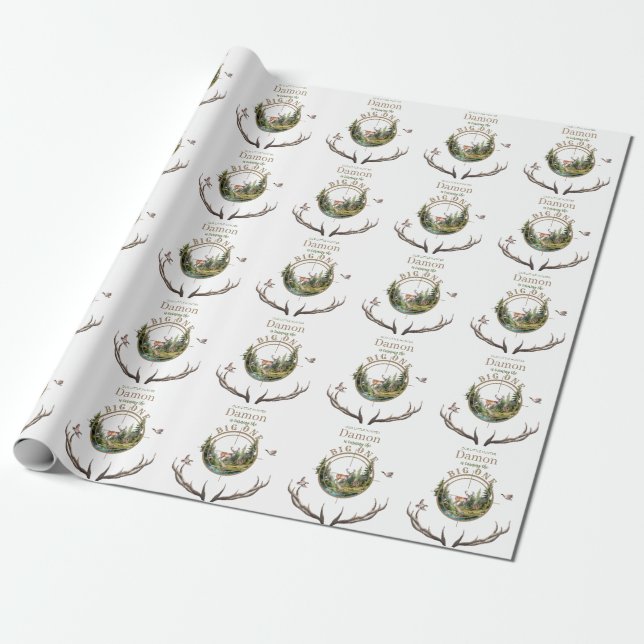 Papier Cadeau Premier Anniversaire de Chasse du Grand (Déroulé)