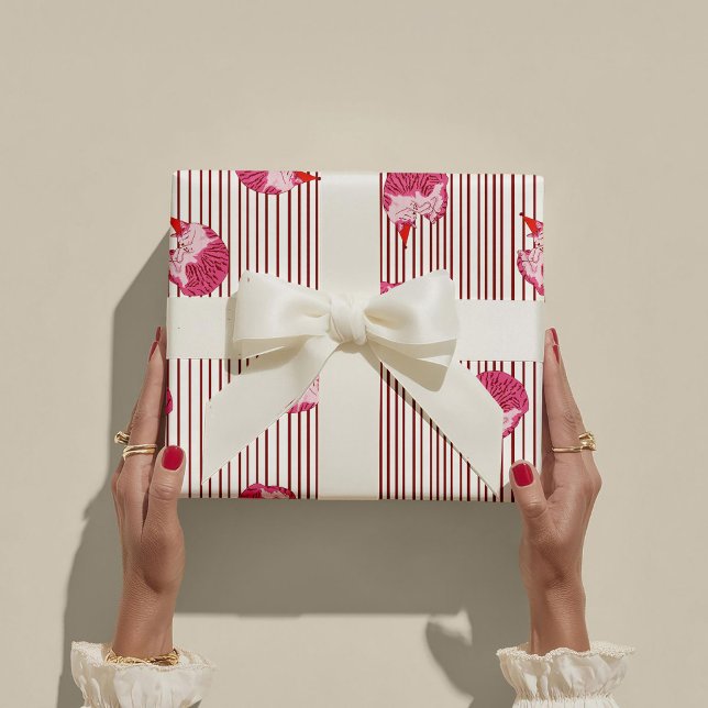 Papier Cadeau Premier anniversaire d'une chatte rose ridicule (Créateur téléchargé)