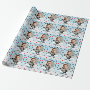 Papier Cadeau Premier Garçon De Noël Avec Photo Personnalisée