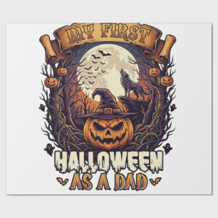Papier Cadeau Premier Halloween en tant que papa citrouille loup