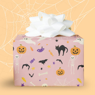 Papier Cadeau Premier Halloween Enfant Anniversaire Rose Effraya