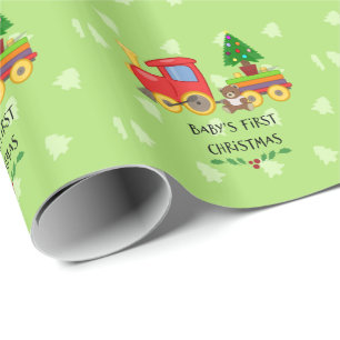 Papier Cadeau Premier Noël de bébé, design de vacances color