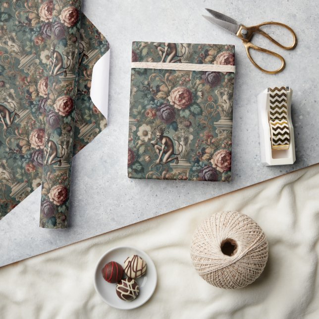 Papier Cadeau Prenez un Bow - Gothique Floral Design (Artisanat)