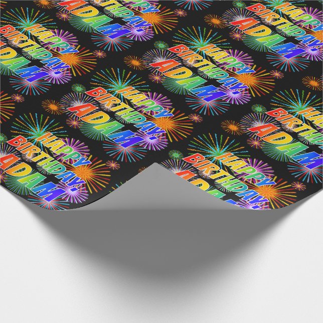 Papier Cadeau Prénom "ADAM", amusant "HEUREUX ANNIVERSAIRE" (Coin)