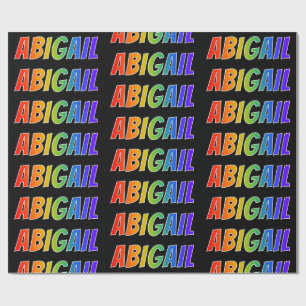 Papier Cadeau Prénom arc-en-ciel "ABIGAIL" ; Amusant et Coloré