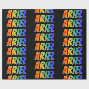 Papier Cadeau Prénom arc-en-ciel "ARIEL"; Amusant et coloré