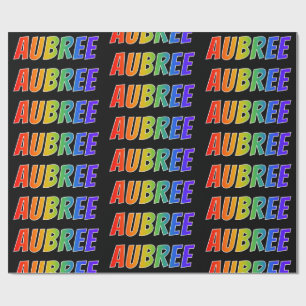 Papier Cadeau Prénom arc-en-ciel "AUBREE"; Amusant et coloré