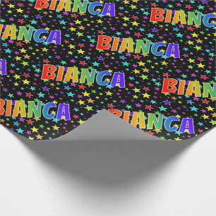 Papier Cadeau Prénom arc-en-ciel "BIANCA" + Étoiles
