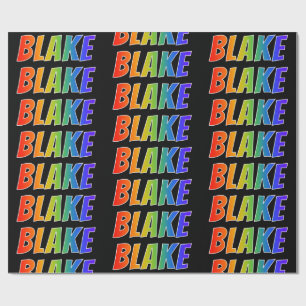 Papier Cadeau Prénom arc-en-ciel "BLAKE"; Amusant et Coloré