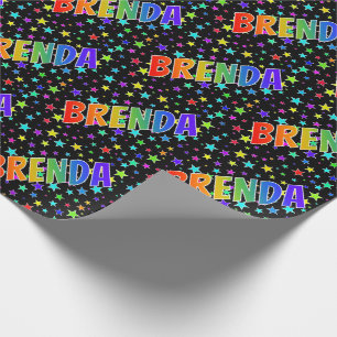 Papier Cadeau Prénom arc-en-ciel "BRENDA" + Étoiles