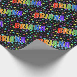 Papier Cadeau Prénom arc-en-ciel "BRIANA" + Étoiles