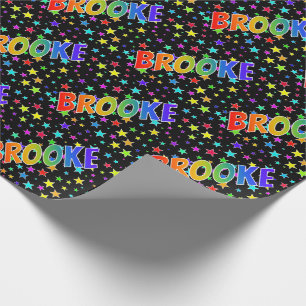Papier Cadeau Prénom Arc-en-ciel "BROOKE" + Étoiles