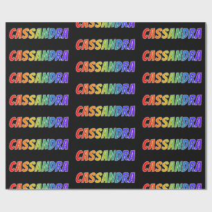Papier Cadeau Prénom arc-en-ciel "CASSANDRA"; Amusant et Coloré