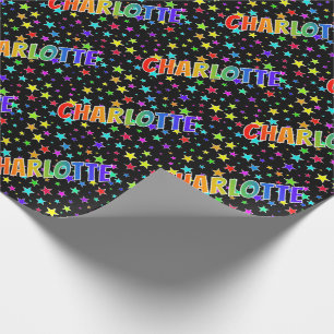 Papier Cadeau Prénom Arc-en-ciel "CHARLOTTE" + Étoiles