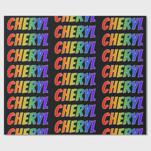 Papier Cadeau Prénom arc-en-ciel "CHERYL"; Amusant et Coloré
