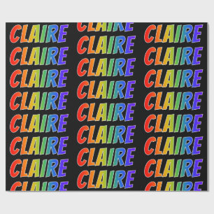 Papier Cadeau Prénom arc-en-ciel "CLAIRE"; Amusant et coloré