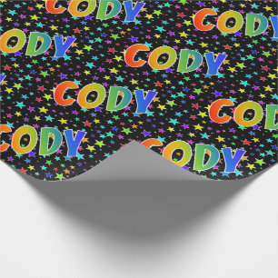 Papier Cadeau Prénom arc-en-ciel "CODY" + Étoiles