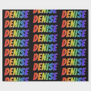 Papier Cadeau Prénom arc-en-ciel "DENISE"; Amusant et coloré