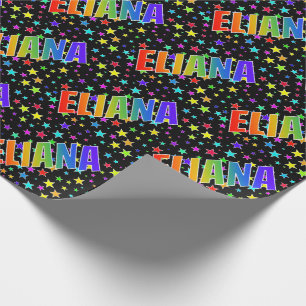 Papier Cadeau Prénom arc-en-ciel "ELIANA" + Etoiles