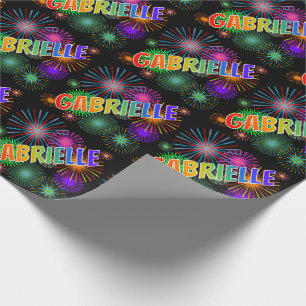 Papier Cadeau Prénom Arc-en-ciel "GABRIELLE" + Feu d'artifice