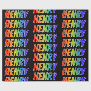 Papier Cadeau Prénom arc-en-ciel "HENRY"; Amusant et coloré