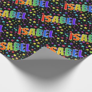 Papier Cadeau Prénom arc-en-ciel "ISABEL" + Stars