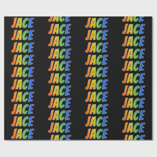 Papier Cadeau Prénom arc-en-ciel "JACE"; Amusant et coloré