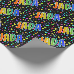 Papier Cadeau Prénom arc-en-ciel "JADA" + Stars