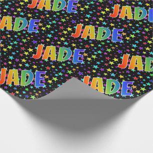 Papier Cadeau Prénom arc-en-ciel "JADE" + Étoiles