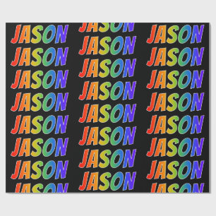 Papier Cadeau Prénom arc-en-ciel "JASON"; Amusant et coloré