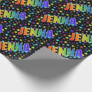 Papier Cadeau Prénom arc-en-ciel "JENNA" + Stars