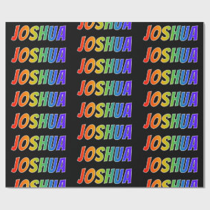 Papier Cadeau Prénom arc-en-ciel "JOSHUA"; Amusant et coloré