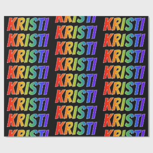 Papier Cadeau Prénom arc-en-ciel "KRISTI"; Amusant et coloré