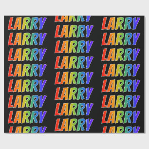 Papier Cadeau Prénom arc-en-ciel "LARRY"; Amusant et coloré